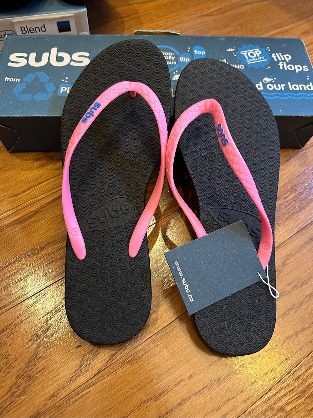 Women’s Black Flip Flop Sandals with Pink Straps